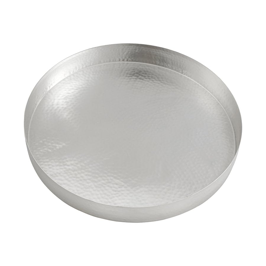 Temari Hammered Silver Round Serving Tray – Elegant Metal Platter for Appetizers, Desserts, Fruit, and Entertaining