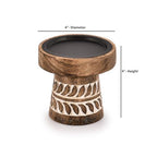 Kimona Candlestick Holders Round Turned Candle Holders for Candles Farmhouse Decorative Candelabras for Table Centerpiece & Home Décor (4" x 4" x 4")