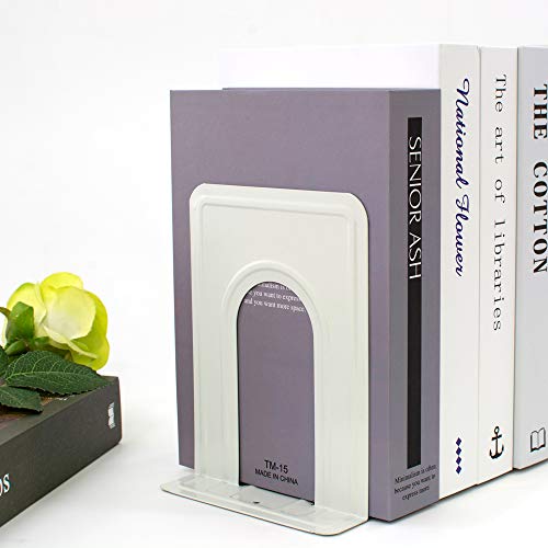 Book Ends, Metal BookEnds Heavy Duty bookend (White 5 Pair) - color: White, size: 5 Pair