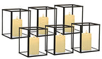 Phosphor Set of 6 PCS Small Glass Hurricane Camdle Holder, Black Candle Holder for Wedding, Party, Holiday. - color: Black-6pcs