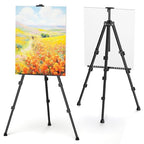 Art Painting Tripod Easel Stand - Portable Adjustable Display Artist Metal Easel with 1 Bag for Tabletop/Floor Painting, Height from 17 to 66 inches, Sturdy for Drawing, Displaying - Black - style: Black
