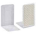 Acrimet Metal Bookends, Non-Skid Book Stand for Shelves, Heavy Duty Book Stopper, 6-7/8" H x 4" W x 4-1/2“ D, (White Bookend with Gold Design), 1 Pair - color: White Bookend With Gold Design, size: 10 cm X 11,5 cm X 17,5 cm