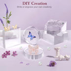 SAMYUCHO Acrylic Base Stand 2 Pieces Acrylic Blocks for Display 4 X 4 X 1 Inch Clear Polished Block Square Cube Riser Display Pedestal Stands for Jewelry Perfume Ring Collection Props Cake