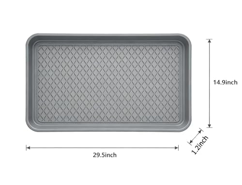 Hard Plastic Boot Tray for Entryway,Boot Mat,Shoe Tray,Shoe Mat for Indoor and Outdoor Use (Gray Grid (Hard Plastic) 2Pcs, 29.5X14.9 inch) - color: Gray Grid (Hard Plastic) 2pcs, size: 29" x 14" x 1.2"