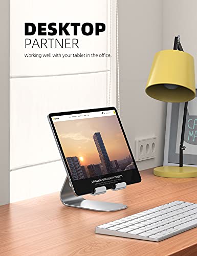 Lamicall Tablet Stand, Adjustable Tablet Holder - Desktop Stand Dock Holder for 4-13" Tablets, iPad Pro 11, 9.7, 10.5, 12.9 Air Mini, Kindle, Tab, iPhone 17 Pro Max, Switch, Office Desk Accessories - color: 1-Silver