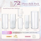 72pcs Glass Vase Cylinder Vases for Centerpieces Small Flower Glass Vases Home Decor Centerpiece Table Clear Flower Vase Decorations for Wedding＆Holiday 4,6,7.5,8,8,10 Inch Tall - size: 72Pack-4+6+7.5+8+8+10Inches