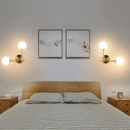 BYOLIIMA Gold Globe Wall Sconce, 7.5" W x 20" H, G9 Base, Compatible with LED or Halogen Bulbs, Perfect for Bathroom, Kitchen, Living Room, Home Office, Lobby, Bedroom - color: Gold