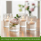 6 Pcs 4 Inch Tall Glass Ribbed Cylinder Vases Clear Floating Candle Flower Vase in Bulk, Hurricane Candle Holder for Wedding Housewarming Gift Table Centerpieces - color: Clear, size: 4 Inch