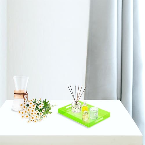 SetGame Acrylic Serving Tray with Handles, Bathroom Desktop Decorative Storage Arylic Trays, Simple Vanity Tray Food Tea Fruit Dinner Snack Tray for Bar Kitchen Party - color: Green