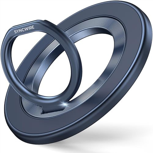 SYNCWIRE Magnetic Phone Ring Holder for MagSafe, 360° Rotation Cell Phone Grip Stand Finger Ring Kickstand Two-Sided Magnet Compatible with iPhone 17 Pro Max 16 15 14 13 12 MagSafe Accessories - color: Single Ring-1PCS-Titanium Blue