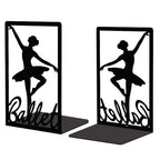 Peacoblue Metal Bookends for Shelves, Modern Decorative Heavy Duty Study Book Support Stoppers for Office, Desk, Shelf, Room 5.3"x4.3"x7.9" Cast Iron Simple Tall Bookends, 1 Pair (Ballerina) - style: Ballerina