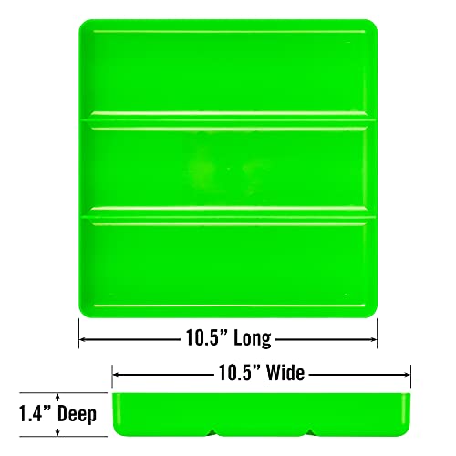 Ernst Manufacturing Toolbox Tray: Stackable Garage Organizer Tray in Green with 3 Compartments - Ideal for Trades, Mechanics, Electricians, Plumbers, Household Use, Hobbies, and More - Heavy Duty - color: Green, size: 3-Compartments