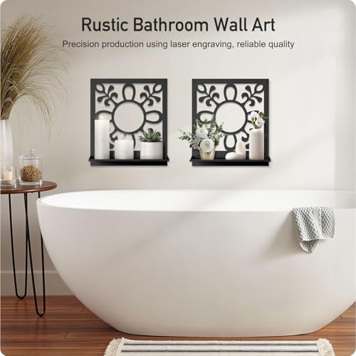 Candle Wall Sconce, Retro Wall Hanging, Farmhouse Wall Art for Living Room Bedroom Bathroom (2 Pack 11.8 x 13 in) - color: Black- Tasteful