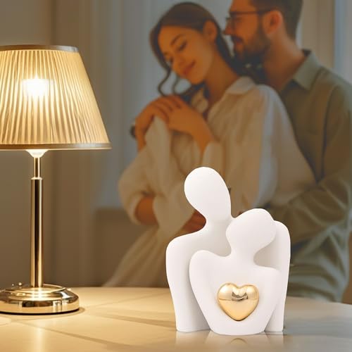 Home Decor for Couples, Mini Couple Ceramic Statue Tv Stand Decor, Bedroom Decor Love Statue Couple Knick Knacks Unique Decoration- Gifts for Her Romantic Gifts(White, 4.72in) - color: White, size: 4.72in