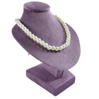 Mini Pendant Jewelry Display Stand Bust White PU Holder Black Velvet Mannequin Necklace Stand Wooden Portrait Model 12cm (Taro Purple) - color: Taro Purple