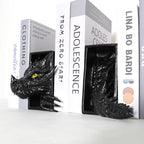 Dragon Bookends, Black Fantasy Book Nook Insert, Gothic Library Decor, Decorative Dragon Shelf Display