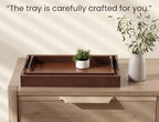 Fibogollo Bamboo Set of 2 Serving Tray with Metal Handles,Ottoman Decorative Trays Platter for Coffee Table,Living Room,Bar,Party(Brown) - style: Brown-Medium and Large Set