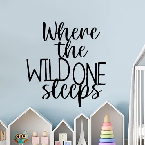 Metal Where The Wild One Sleeps Wall Sign - 11.8"x11" Black Metal Wall Art for Kids Room Decor, Nursery Wall Decor, Baby Boy Girl Bedroom Decor, Playroom Wall Decor, Easy to Hang & Water Resistant - color: Play
