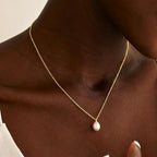 Mothers Day Gifts - 14K Gold Plated Pearl Necklaces for Women Trendy Dainty Necklace Simple Layered Gold Pearl Necklace for Women Mothers Day Wedding Birthday Gifts - color: One Pearl necklace