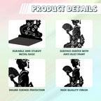 Peacoblue Metal Bookends for Shelves, Modern Decorative Heavy Duty Study Book Ends Stoppers for Office, Desk, Shelf, Room 5.3"x4.3"x7.9" Cast Iron Simple Tall Bookends 1 Pair (Geisha in Kimono) - style: Geisha in Kimono