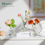 Hewory Small Bud Vases Set of 12: Clear Glass Vases for Flowers - Modern Bud Vase Bulk for Wedding Centerpieces Baby Shower Parties Rehearsal Dinner Table Decorations