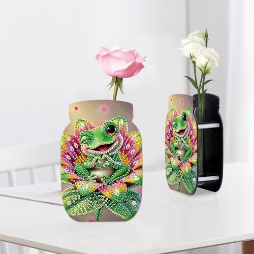 5D Diamond Painting Kit Vase, DIY Frog Diamond Art for Adult Beginners Acrylic Special Shaped Double-Sided Vase Handmade Crafts, Suitable for Home Living Room Desktop Decoration - color: Frog