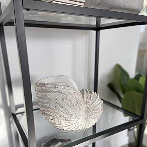 Nautilus Shell Sculpture - Replica Beach Themed Ocean Decor for Home - Rustic White Resin 10¼" x 6" x 8" Crafted Coastal Seashell Shelf Decor Gift-Boxed