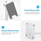OMOTON Cell Phone Stand, Adjustable Angle Height Desk Phone Dock Holder for iPhone Air 17 Pro Max/Plus/XS/XR, Samsung Galaxy S20 / S10 / S9 / S8 and Other Phones (3.5-7.0-Inch) - color: Silver