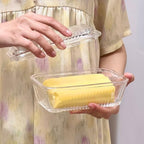 Clear Glass Butter Dish with Lid for Countertop, 6.5" Crystal Butter Dish with Cover, Covered Butter Tray for Refrigerator - size: 6.5inch