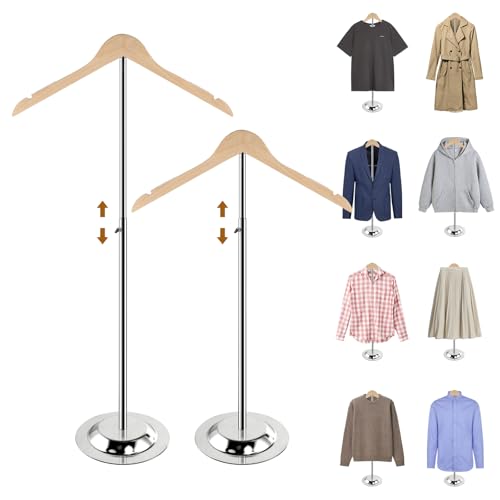 Adjustable Shirt Display Stand 2 Pcs, 20-35 Inch Height Tshirt Display Stand for Vendors, Wood T Shirt Mannequin, Jacket, Coat at Clothing Vendor Events, Trade Fair Show(Oak Color) - color: Oak Color, size: 2Pcs
