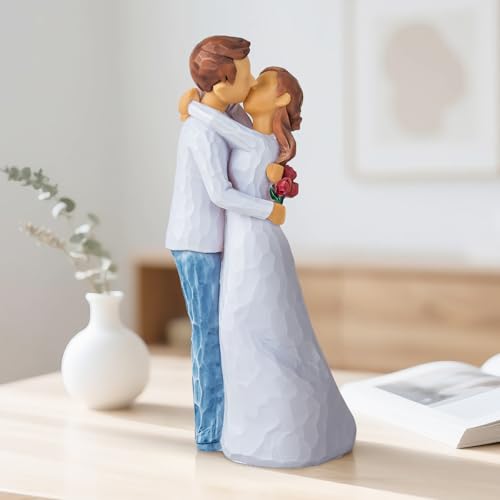 AIDLNS Couple Figurine Gift for Wife - Husband and Wife Hug Statue Hand-Painted Sculpture Romantic Anniversary Birthday Christmas Love Gifts for Girlfriend Boyfriend - color: Couple Figurine