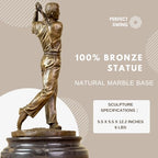 12.2'' Modern Golf Man Bronze Statue, Bronze Golfer Figurine Sculpture Ornament with Marble Base, Classical Art Craft for Home, Office Decor, Collection, Gift - size: 12.2" Man