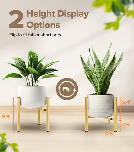 Plant Stand Indoor Adjustable, Metal Modern Indoor Plant Stand, Heavy Duty Plant Stands Outdoor Corner, Stable Plant Holder, Fits 8 to 12 Inches Pots, Gold, 1 Pack, Pot & Plant Not Included - color: Gold, size: 1 Pack