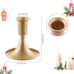 2PCS Candle Holder, OLULU Gold Taper Candle Holders Stand, Candlestick Holders for Table Centerpiece, Wedding, Party, Christmas or Home Decor (Eight Cute Lables)