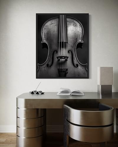 Violin Art Music Poster - Musical Instrumental Wall Art Print - Black and White - Photography Musical Art - Bedroom or Office Living Room Decor 137 (Violin, 16 x 20 inches, Unframed) - color: Violin, size: 20"L x 16"W