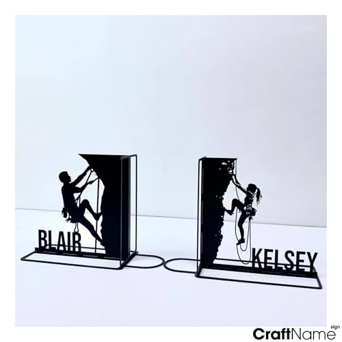 Custom Mountain Climbing Bookends for Shelves Decorative, Climbing Book Shelf Holder, Climber Book Ends Metal Art, Book Stopper for Heavy Books - color: Design 15