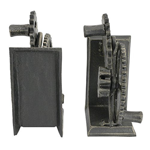 Design Toscano Industrial Gear Sculptural Iron Bookends
