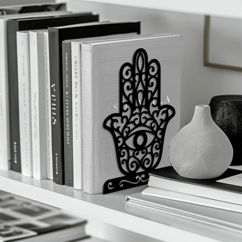 Peacoblue Metal Bookends for Shelves, Modern Decorative Heavy Duty Study Book Support Stoppers for Office, Desk, Shelf, Room 5.3"x4.3"x7.9" Cast Iron Simple Tall Bookends, 1 Pair (Eye of The Devil) - style: Eye of The Devil