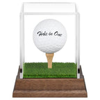 Golf Ball Display Case Hole in One Golf Ball Display Case Holder Wanult Wood Base Acrylic Golf Ball Holder Stand Lifelike Turf Wood Tee Memorabilia Showcase Square Cube Box Stand Golf Gifts Decor