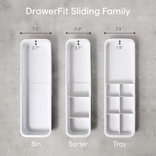 YouCopia DrawerFit Expandable Kitchen Drawer Organizer: Sliding Storage Tray for Utensils & Accessories in Deep Drawers, Expandable 15–23" wide, White Speckled BPA-free - style: Sorter