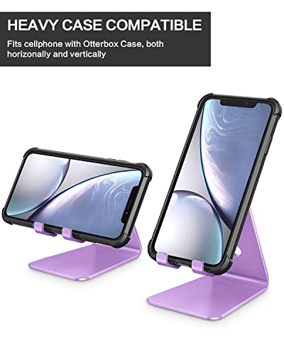 OMOTON Adjustable Cell Phone Stand, C2 Aluminum Desktop Phone Holder Dock Compatible with iPhone 15 14 13 Xs XR 8 Plus 7 6, Samsung Galaxy, Google Pixel, Android Phones, Purple - color: Purple