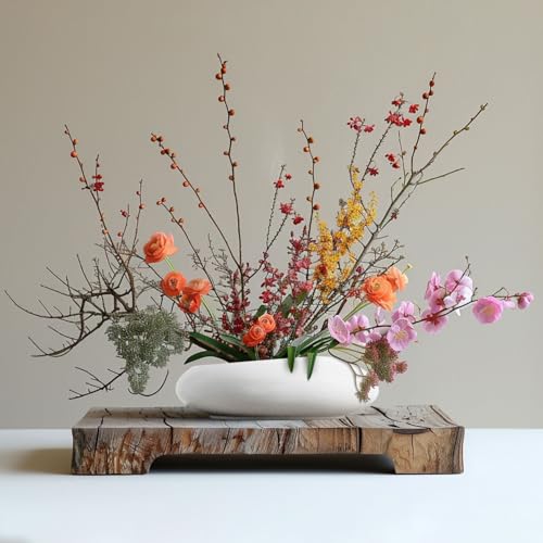 Flower Frog Vase Kit, Ikebana Floral Arrangement, Ceramic Water Drop Pot Flower Arrangement Vase Kit (White Large Size) - color: White Large Size