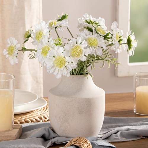 Mitt&Ditt Ceramic Flower Vase, 7.5 inch Off-White Farmhouse Rustic Vase, Handcrafted Weathered Pottery Vases, Small Flower Terracotta Vases for Home Decor, Living Room, Table, Shelf - color: B-7.5"h-antique