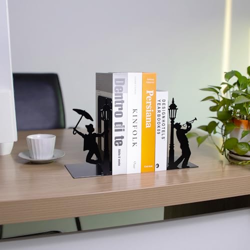 Design Book Ends for Shelves Decorative Desk or Countertop, Hidden Metal Bookends Hold Books, Bookend Holder for Mother's Day Decorations Gift, Gift for Book End Mother's Day Decor (Set of 2) - color: Colorful_black