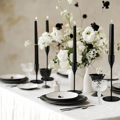 Black Taper Candle Holders Set of 15, Modern Metal Taper Candlestick Holder, Candle Stick Holders Bulk for Wedding Table Centerpiece, Mantel Dining Party Home Festival Decorations - color: Black, size: Set of 15
