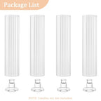 Hurricane Candle Holder Thickened Ribbed Cylinder Covers Taper Candle Sticks Holder Glass Tall Candlesticks Holders Centerpiece for Wedding Dining Table, 4 Pcs - color: Clear Ribbed