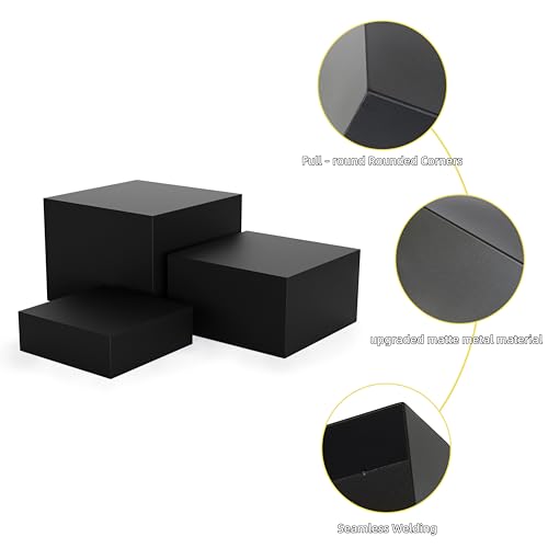 Metal Display Stands for Buffet Table - Black & White Cake Risers, Cupcake Stand for Wedding, Party, Catering Supplies, Elegant Food Risers for Displaywith 3Pcs Hollow Bottoms 6''x7''x8'' - color: Black