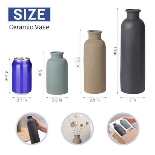 Small Ceramic Vase Set of 3, Boho Modern Flower Vase Room Decor, Farmhouse Decor, Vases for Your Kitchen, Bathroom, Bedroom, Living Room, Office&Shelf Centerpiece Table Decorations Multicolor - color: Multicolor