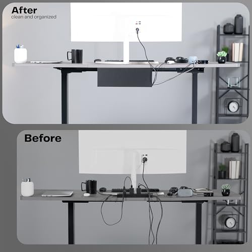 VIVO Under Desk 17 inch Extra Deep Cable Management Trays, Power Strip Holders, Cord Organizers, Wire Tamers for Office and Home, Black, 2 Pack, DESK-AC16-2C - color: Black, size: Extra Deep