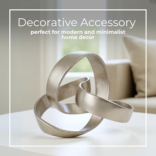 Metal Decorative Object – Minimalist Shelves & Coffee Table Decor – Aluminum Knot Sculpture Modern Home Decor for Office, Bedroom & Living Room – 8" x 7", Silver - color: Silver